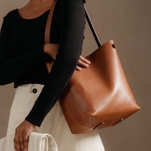 Steve Mono Leather Tote Bag
